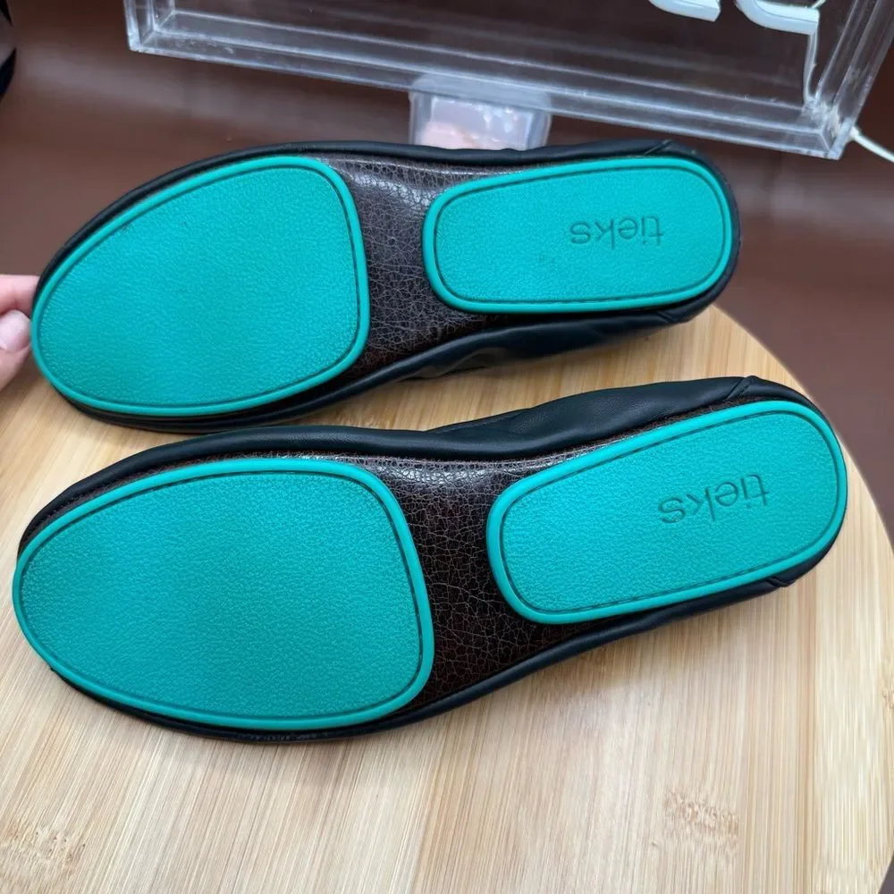 Tieks by Gavrieli Ballet Flats Foldable Shoes Black Matte Leather Women’s Size 8